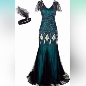 Sequined Beaded Flapper Dress
